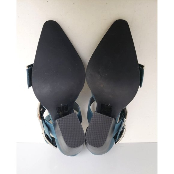 Free People X Jeffrey Campbell Hendrix Heels Dusty Blue Size 7 - Picture 5 of 5